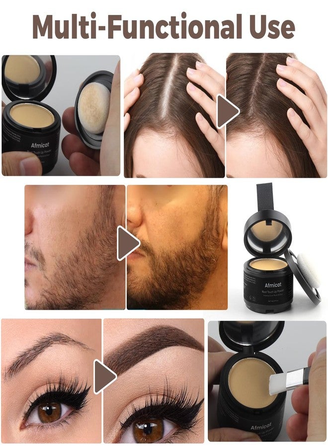 afmicat Instant Hairline Powder, Root Touch Up Hair Color for Gray Coverage and Thinning Hair, Root Cover Up Conceals Hair Loss & Bald Spots, Natural and Non-Greasy Hair Color for Women & Men, Medium-Brown - Image 3